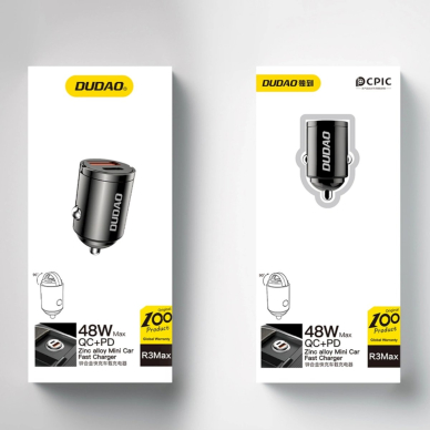 Dudao R3MAX 48W QC PD mini automobilinis įkroviklis – juodas 4