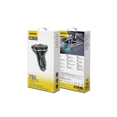 Dudao R78 78W automobilinis įkroviklis USB-C PD / 2x USB-A QC – juodas 1