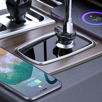 Dudao R78 78W automobilinis įkroviklis USB-C PD / 2x USB-A QC – juodas 4 Dudao R78 78W automobilinis įkroviklis USB-C PD / 2x USB-A QC – juodas 4