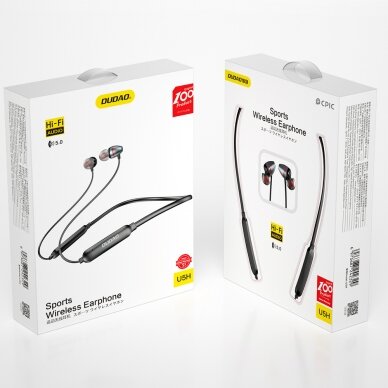 Belaidės Ausinės su kaklo juostele Dudao sport wireless Bluetooth 5.0 earphones neckband Pilkos (U5H-Grey) 6
