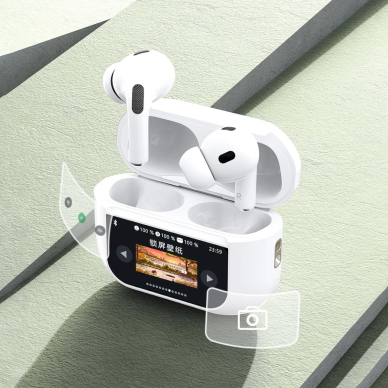 Dudao U19 in-ear TWS Bluetooth 5.3 belaidės ausinės su LED ekranu – baltas 4