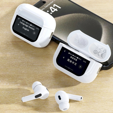 Dudao U19 in-ear TWS Bluetooth 5.3 belaidės ausinės su LED ekranu – baltas 6