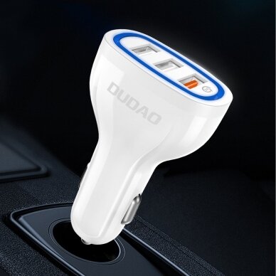 Automobilinis įkroviklis Dudao universal Car Charger 3x USB Quick Charge 3.0 QC3.0 2.4A 18W juodas 4
