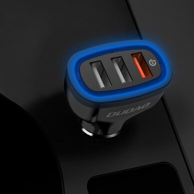 Automobilinis įkroviklis Dudao universal Car Charger 3x USB Quick Charge 3.0 QC3.0 2.4A 18W juodas 8
