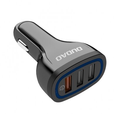 Automobilinis įkroviklis Dudao universal Car Charger 3x USB Quick Charge 3.0 QC3.0 2.4A 18W juodas