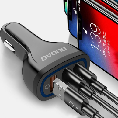 Automoblinis įkroviklis Dudao universal Car Charger 3x USB Quick Charge 3.0 QC3.0 2.4A 18W baltas 7