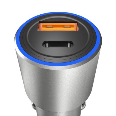 Automobilinis įkroviklis Dudao R4PQ USB / USB-C Power Delivery Quick Charge 22.5 W – pilkas 1 Automobilinis įkroviklis Dudao R4PQ USB / USB-C Power Delivery Quick Charge 22.5 W – pilkas 1