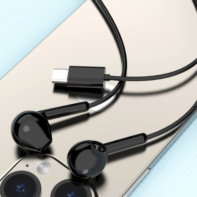 Dudao X3C in-ear laidinės USB-C ausinės 1.2 m – juodas 2