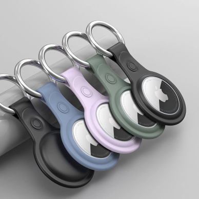 Dux Ducis 4pcs set Silikoninis flexible cover keychain loop Dėklas skirtas Apple AirTag (Juodas / Žalias / Rožinis / Mėlynas) 12