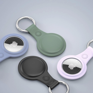 Dux Ducis 4pcs set Silikoninis flexible cover keychain loop Dėklas skirtas Apple AirTag (Juodas / Žalias / Rožinis / Mėlynas) 6