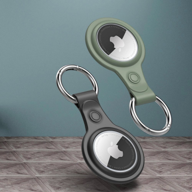 Dux Ducis 4pcs set Silikoninis flexible cover keychain loop Dėklas skirtas Apple AirTag (Juodas / Žalias / Rožinis / Mėlynas) 9