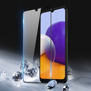 Ekrano Apsauginis Stiklas Su Rėmeliu (tinka su dėklu) Dux Ducis 9D Tempered Glass Tough Samsung Galaxy A22 4G Juodas 3