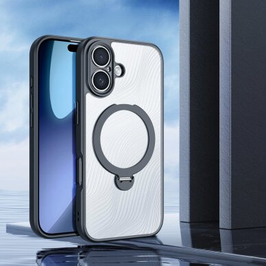 iPhone 17 Dux Ducis Aimo Mag dėklas su magnetiniu žiedu ir stovu – juodas 2