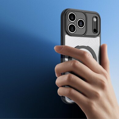 iPhone 17 Pro Dux Ducis Aimo Mag dėklas su magnetiniu žiedu ir stovu – juodas 4