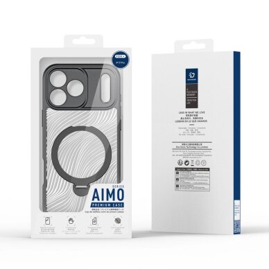 iPhone 17 Pro Dux Ducis Aimo Mag dėklas su magnetiniu žiedu ir stovu – juodas 8