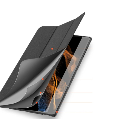 Dux Ducis Domo foldable cover skirtas tablet with Smart Sleep function Samsung Galaxy Tab S8/S9 Ultra stand Juodas 6