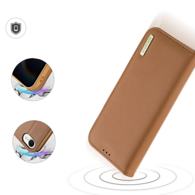 Dux Ducis Hivo dėklas iPhone 16E su atverčiamu dangteliu ir RFID apsauga - rudas 4