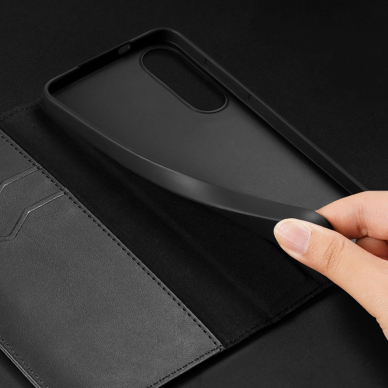 Samsung Galaxy S25 Edge – Dux Ducis Hivo dėklas su atvartu ir RFID apsauga - Juodas 15
