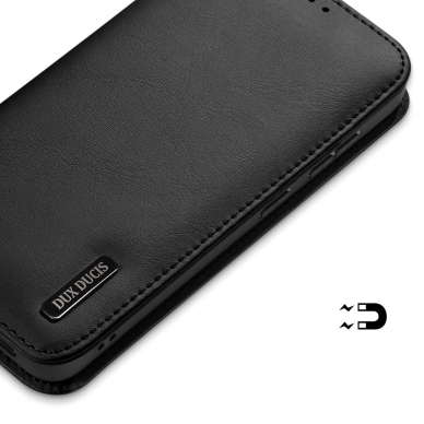 Samsung Galaxy S25 Edge – Dux Ducis Hivo dėklas su atvartu ir RFID apsauga - Juodas 5