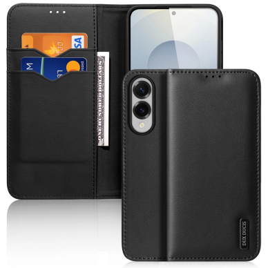Samsung Galaxy S25 Edge – Dux Ducis Hivo dėklas su atvartu ir RFID apsauga - Juodas