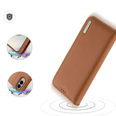 Samsung Galaxy S25 Edge – Dux Ducis Hivo dėklas su atvartu ir RFID apsauga - Rudas 3