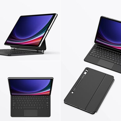 Samsung Galaxy Tab S9+ / S8+ / S7+ dėklas Dux Ducis Keyboard (MK serija) su Bluetooth klaviatūra – juodas 6