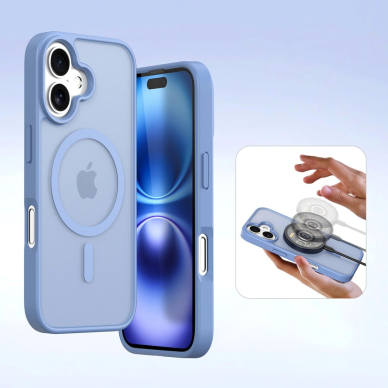 iPhone 16 – Dux Ducis Lawa odinis dėklas su nuimama magnetine pinigine - Mėlynas 5