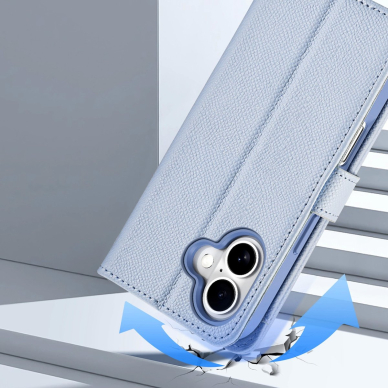 iPhone 16 – Dux Ducis Lawa odinis dėklas su nuimama magnetine pinigine - Mėlynas 9
