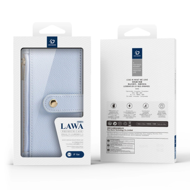 iPhone 16e – Dux Ducis Lawa odinis dėklas su nuimama magnetine pinigine - Mėlynas 2