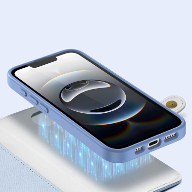 iPhone 16e – Dux Ducis Lawa odinis dėklas su nuimama magnetine pinigine - Mėlynas 5