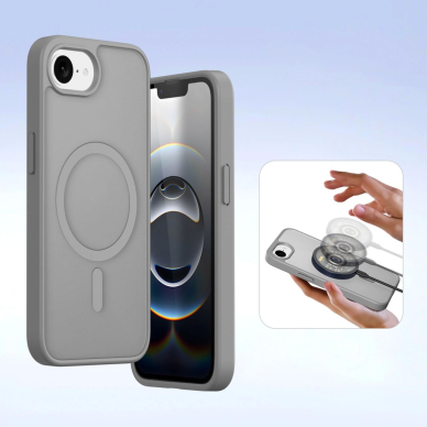 iPhone 16e – Dux Ducis Lawa odinis dėklas su nuimama magnetine pinigine - Pilkas 6