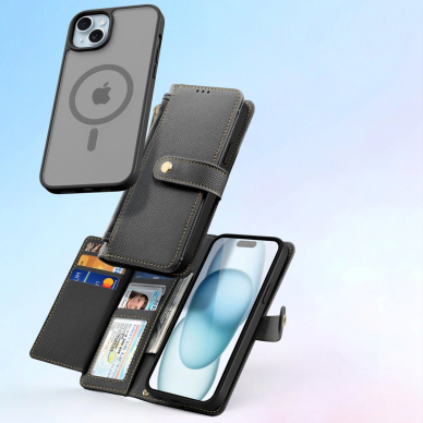 Dux Ducis Lawa odinis dėklas iPhone 15 - juodas 2 Dux Ducis Lawa odinis dėklas iPhone 15 - juodas 2