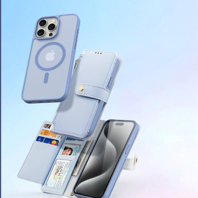 Dux Ducis Lawa odinis dėklas iPhone 15 Pro - mėlynas 4 Dux Ducis Lawa odinis dėklas iPhone 15 Pro - mėlynas 4