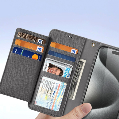 Dux Ducis Lawa odinis dėklas iPhone 15 Pro - pilkas 7 Dux Ducis Lawa odinis dėklas iPhone 15 Pro - pilkas 7