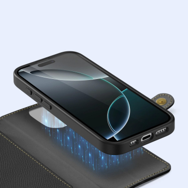 Dux Ducis Lawa odinis dėklas iPhone 16 Pro - juodas 3 Dux Ducis Lawa odinis dėklas iPhone 16 Pro - juodas 3