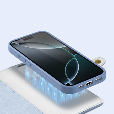 iPhone 16 Pro Max – Dux Ducis Lawa odinis dėklas su nuimama magnetine pinigine - Mėlynas 4