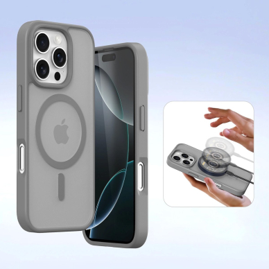 iPhone 16 Pro Max – Dux Ducis Lawa odinis dėklas su nuimama magnetine pinigine - Pilkas 5