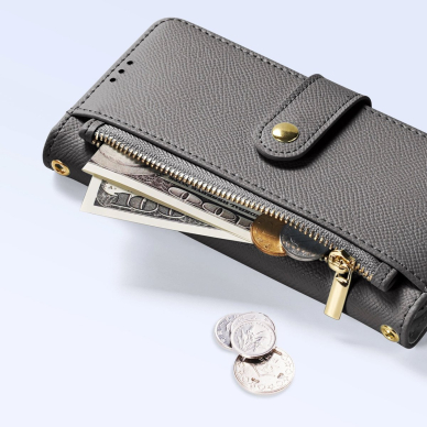 iPhone 16 Pro Max – Dux Ducis Lawa odinis dėklas su nuimama magnetine pinigine - Pilkas 7 iPhone 16 Pro Max – Dux Ducis Lawa odinis dėklas su nuimama magnetine pinigine - Pilkas 7