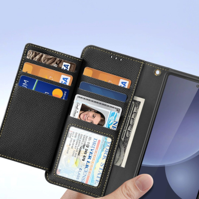 Samsung Galaxy S25 Ultra – Dux Ducis Lawa odinis dėklas su nuimama magnetine pinigine - Juodas 6