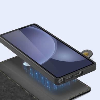 Samsung Galaxy S25 Ultra – Dux Ducis Lawa odinis dėklas su nuimama magnetine pinigine - Juodas 8