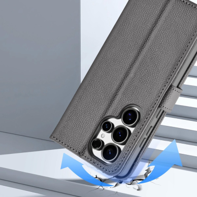 Dux Ducis Lawa odinis dėklas Samsung Galaxy S25 Ultra su nuimama magnetine pinigine - pilkas 2