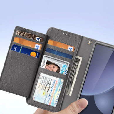 Dux Ducis Lawa odinis dėklas Samsung Galaxy S25 Ultra su nuimama magnetine pinigine - pilkas 5