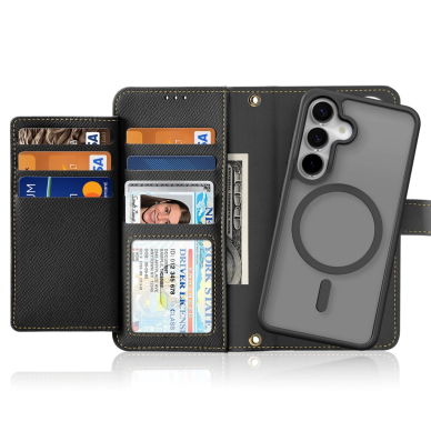 Dux Ducis Lawa Odinis Dėklas skirtas Samsung Galaxy S25 with Detachable Magnetinis Piniginės tipo - Juodas 10