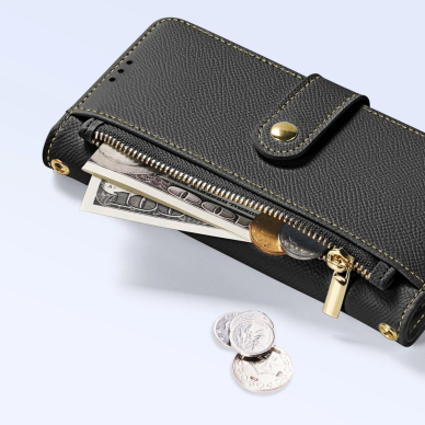 Dux Ducis Lawa Odinis Dėklas skirtas Samsung Galaxy S25 with Detachable Magnetinis Piniginės tipo - Juodas 4