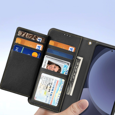 Dux Ducis Lawa Odinis Dėklas skirtas Samsung Galaxy S25 with Detachable Magnetinis Piniginės tipo - Juodas 6