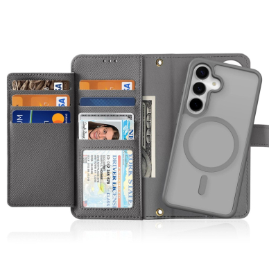 Dux Ducis Lawa Odinis Dėklas skirtas Samsung Galaxy S25 with Detachable Magnetinis Piniginės tipo - Pilkas 10