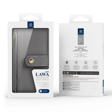 Dux Ducis Lawa Odinis Dėklas skirtas Samsung Galaxy S25 with Detachable Magnetinis Piniginės tipo - Pilkas 12