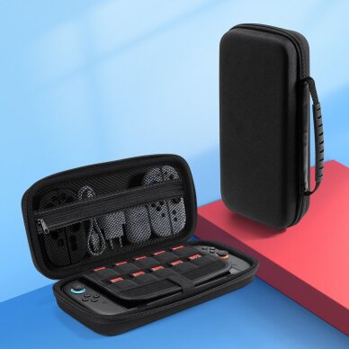 Nintendo Switch 2 Dux Ducis dėklas su rankena ir vieta žaidimams – juodas 3