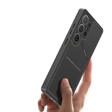 Dux Ducis Rafi II Dėklas skirtas Samsung Galaxy S25 Ultra su stoveliu and Piniginės tipo - Juodas