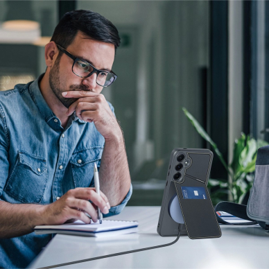 Dux Ducis Rafi II Dėklas skirtas Samsung Galaxy S25+ su stoveliu and Piniginės tipo - Juodas 11